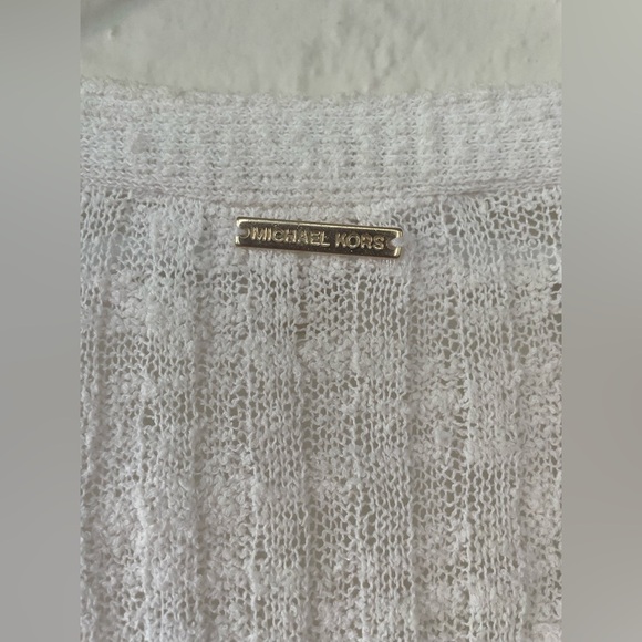Michael Michael Kors Cream Ribbed-Panel Shawl Collar Cardigan, Pockets; size XL - Picture 5 of 6